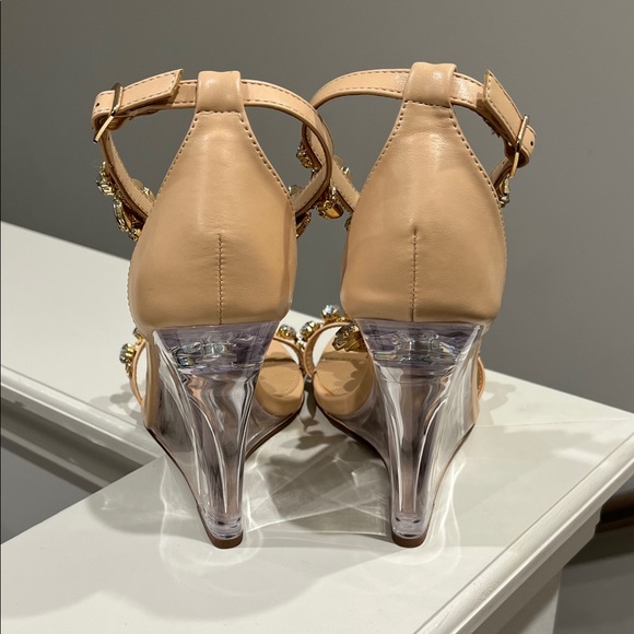 Shoe Dazzle Tan Crystal Embellished Wedges - Picture 5 of 6